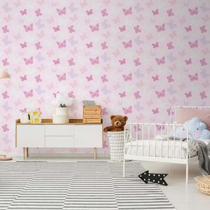PAPEL TAPIZ KIDS HOME BUTTERFLY 0.52X10 MTS PINK