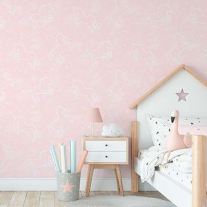 PAPEL TAPIZ KIDS HOME ILLUMICORN PINK GITD 0.52X10 MTS