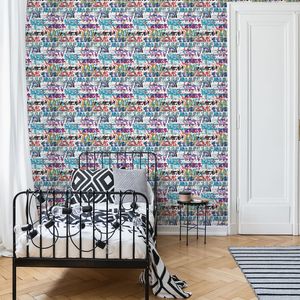 PAPEL TAPIZ KIDS GRAFFITI 0.52X10 MTS MULTI