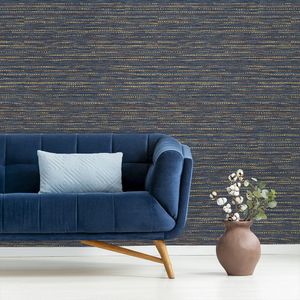 PAPEL TAPIZ TACTILE CHUNKY HORIZONTAL WEAVE 0.52X10 MTS INDIGO