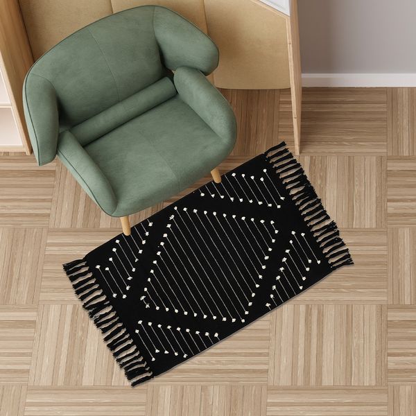ALFOMBRA BOHEMIA TRIBAL 60X90CM NEGRO (GS31)