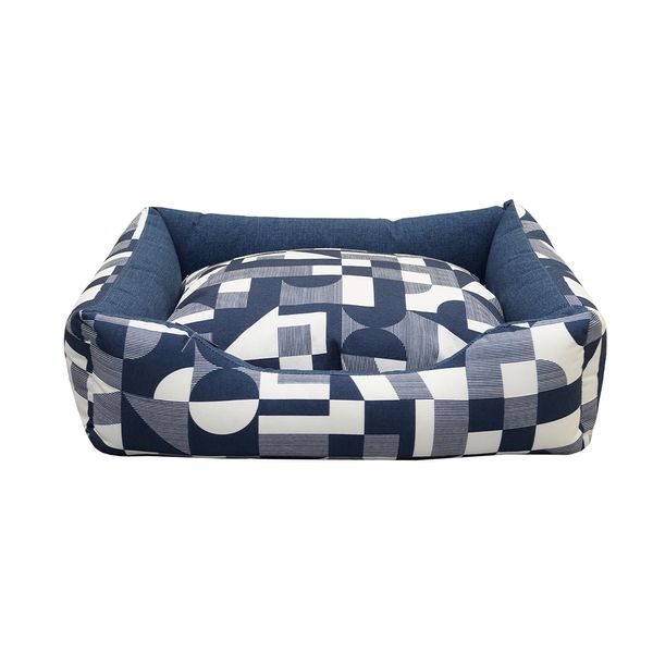 CAMA MASCOTA IMPERMEABLE AQUA GRANDE GEOMETRICO AZUL (PT)