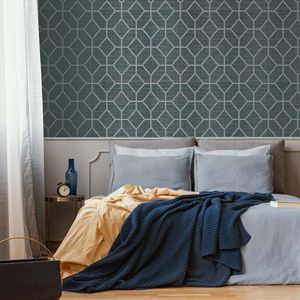 PAPEL TAPIZ OPULENCE ASSCHER GEO 0.52X10 MTS TEAL