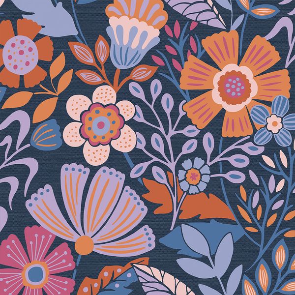 PAPEL TAPIZ ENVY OOPSY DAISY 0.52X10 MTS BLUE LILAC TANGERINE