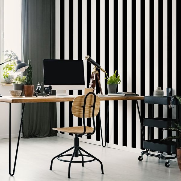 PAPEL TAPIZ KIDS HOME MONOCHROME STRIPE 0.52X10 MTS BLACK/WHITE
