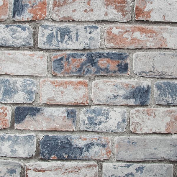 PAPEL TAPIZ KIDS DISTRESSED BRICK 0.52X10 MTS NAVY RED