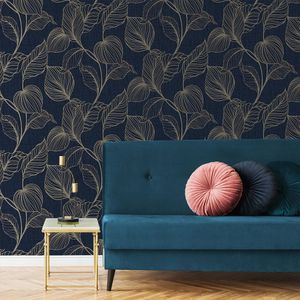 PAPEL TAPIZ JEWEL ROYAL PALM 0.52X10 MTS SAPPHIRE