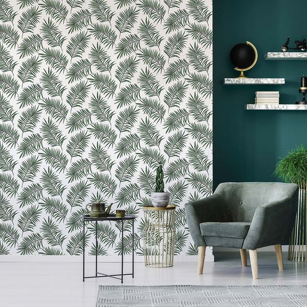 PAPEL TAPIZ PARADISE SCANDI LEAF 0.52X10 MTS GREEN