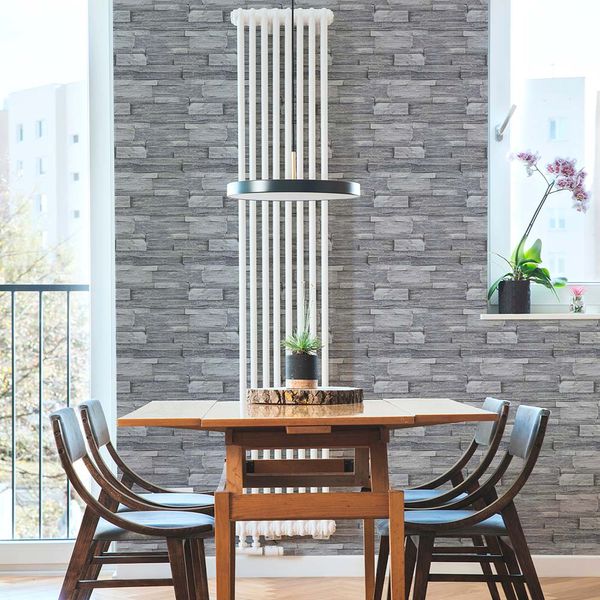 PAPEL TAPIZ OASIS STONE WALL 0.52X10 MTS GREY