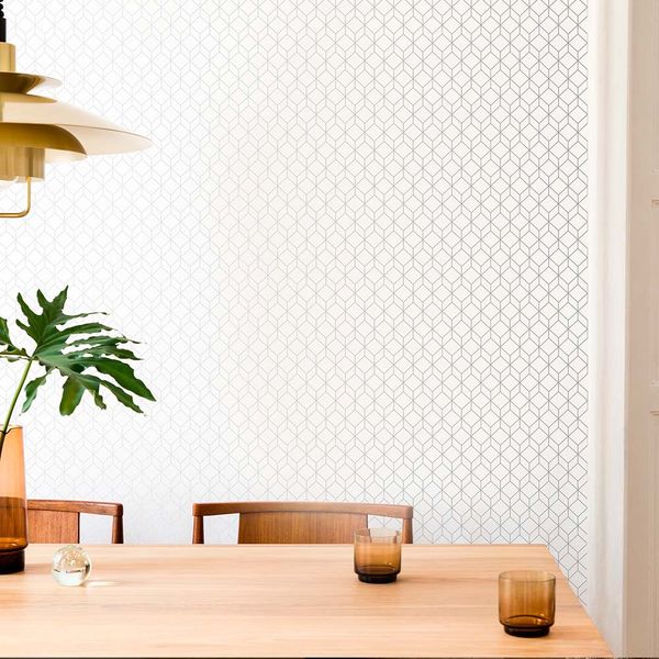 PAPEL TAPIZ OASIS MYRTLE GEO 0.52X10 MTS WHITE/SILVER