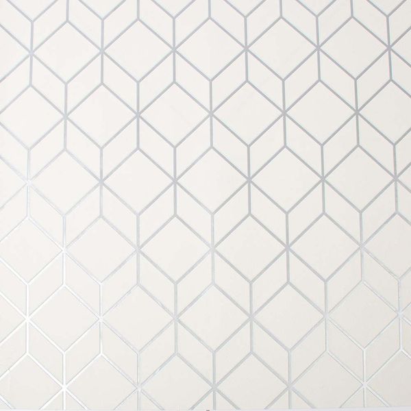 PAPEL TAPIZ OASIS MYRTLE GEO 0.52X10 MTS WHITE/SILVER