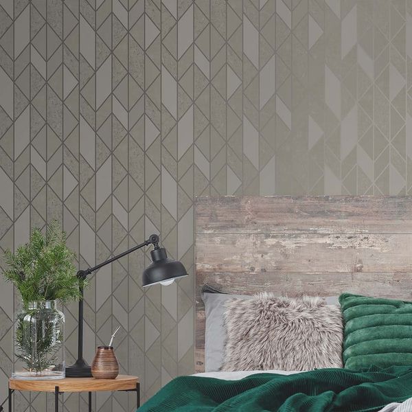 PAPEL TAPIZ VITTORIO MILAN GEO 0.52X10 MTS TAUPE/GOLD