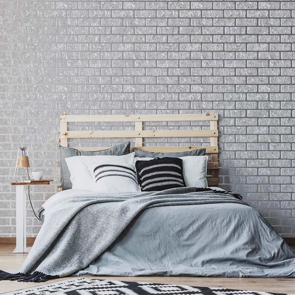 PAPEL TAPIZ VITTORIO MILAN BRICK 0.52X10 MTS SILVER