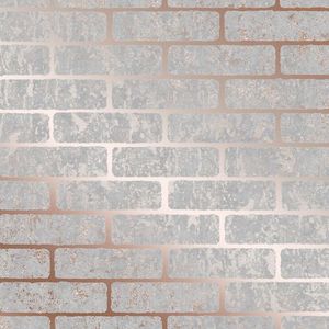 PAPEL TAPIZ VITTORIO MILAN BRICK 0.52X10 MTS GREY/ROSE GOLD