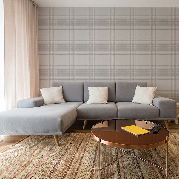 PAPEL TAPIZ VITTORIO RHEA PLAID 0.52X10 MTS TAUPE