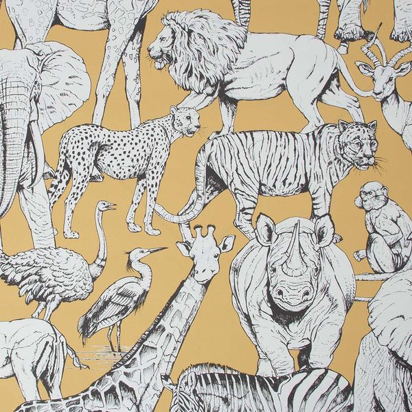 PAPEL TAPIZ KIDS HOME JUNGLE ANIMALS 0.52X10 MTS JAUNE