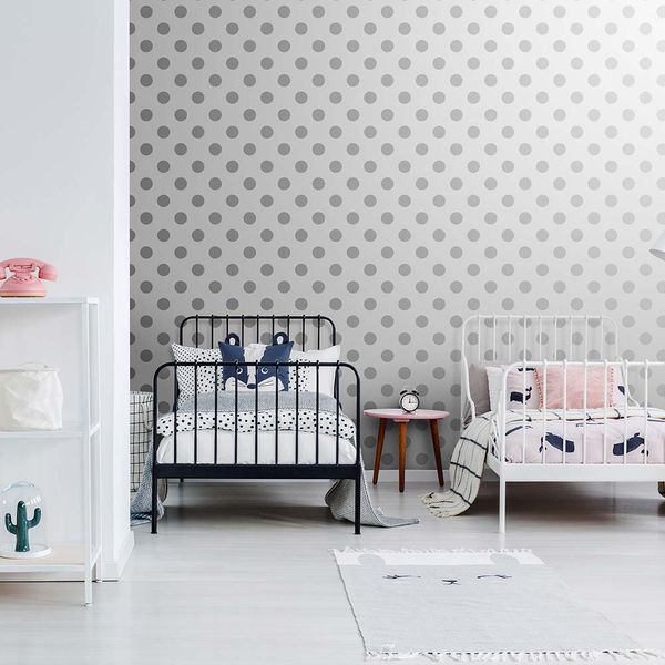 PAPEL TAPIZ KIDS HOME DOTTY 0.52X10 MTS SILVER