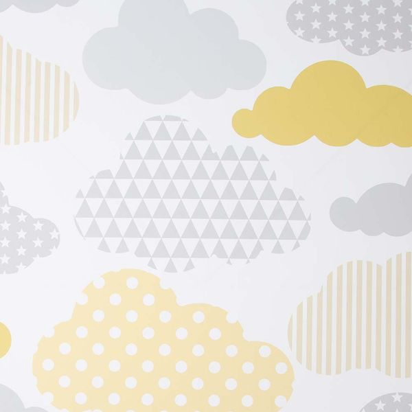 PAPEL TAPIZ KIDS HOME CLOUDS 0.52X10 MTS YELLOW GREY