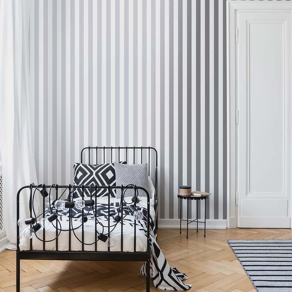 PAPEL TAPIZ KIDS HOME STRIPE 0.52X10 MTS SILVER