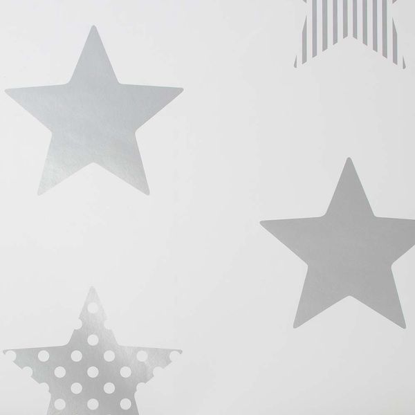 PAPEL TAPIZ KIDS HOME SUPERSTAR 0.52X10 MTS SILVER