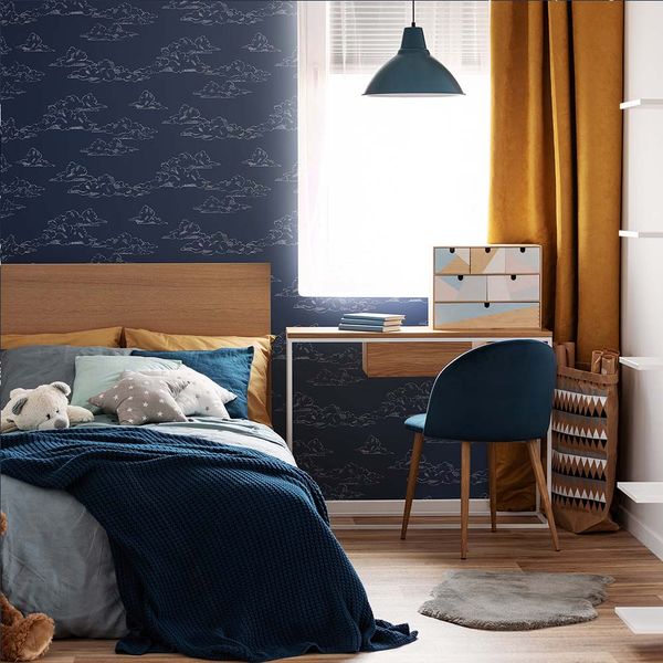 PAPEL TAPIZ KIDS HOME VINTAGE CLOUD 0.52X10 MTS NAVY
