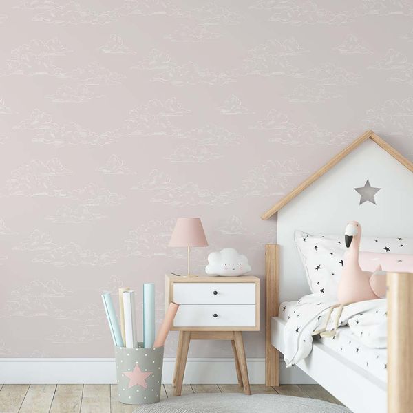 PAPEL TAPIZ KIDS HOME VINTAGE CLOUD 0.52X10 MTS PINK