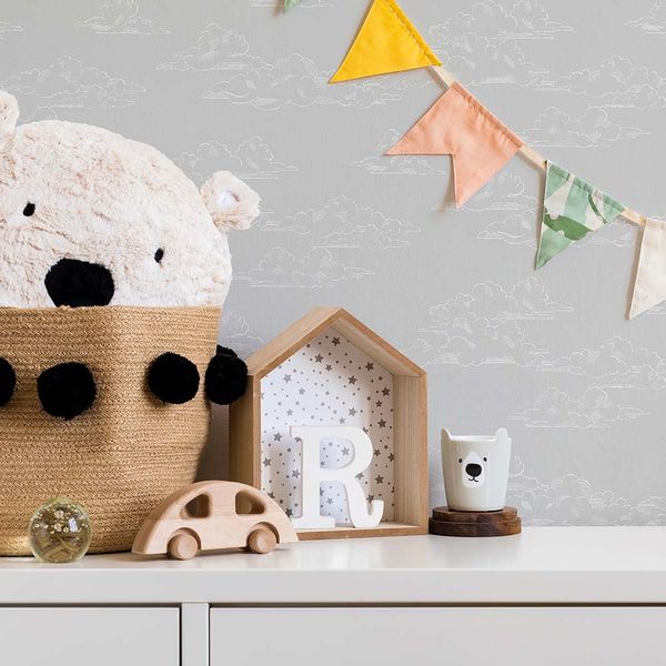 PAPEL TAPIZ KIDS HOME VINTAGE CLOUD 0.52X10 MTS GREY