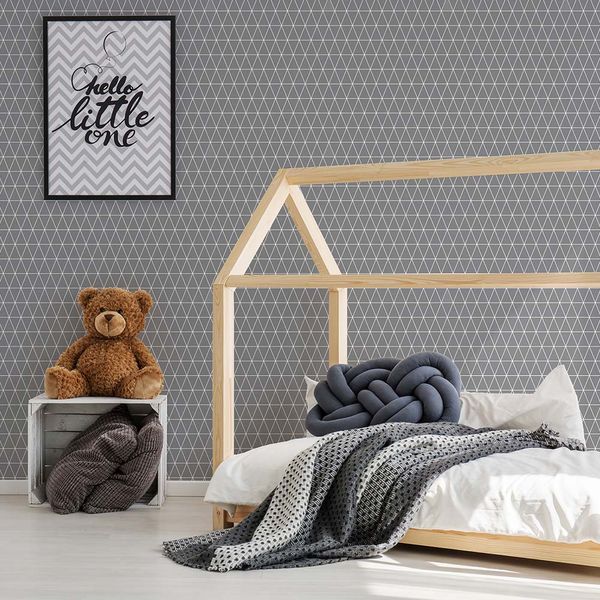 PAPEL TAPIZ KIDS HOME TRIANGOLIN 0.52X10 MTS GRIS