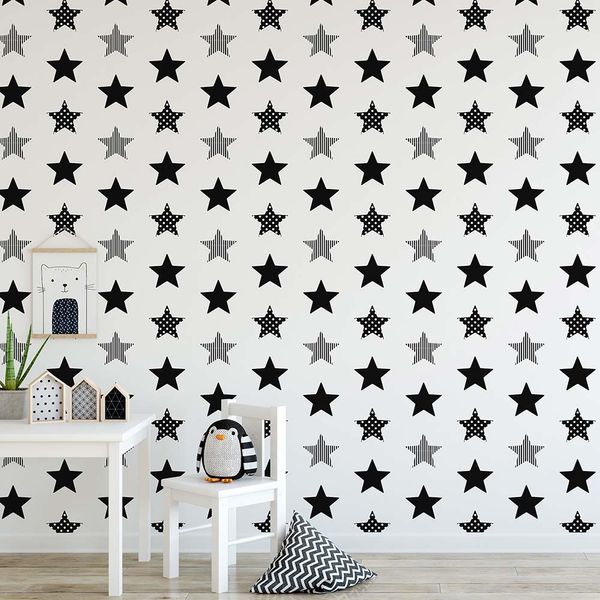 PAPEL TAPIZ KIDS HOME SUPERSTAR 0.52X10 MTS BLACK