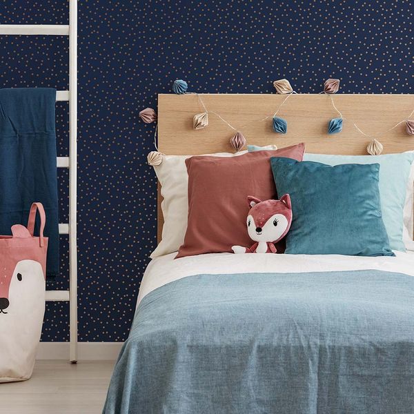 PAPEL TAPIZ KIDS HOME CONFETTI 0.52X10 MTS NAVY COPPER