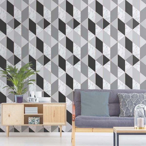 PAPEL TAPIZ FRESCA MARBLE GEO 0.52X10 MTS CHARCOAL