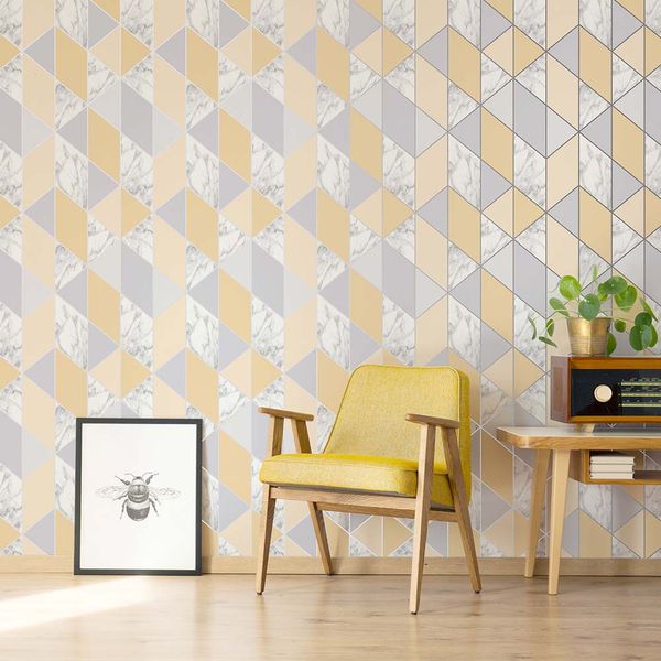 PAPEL TAPIZ FRESCA MARBLE GEO 0.52X10 MTS YELLOW