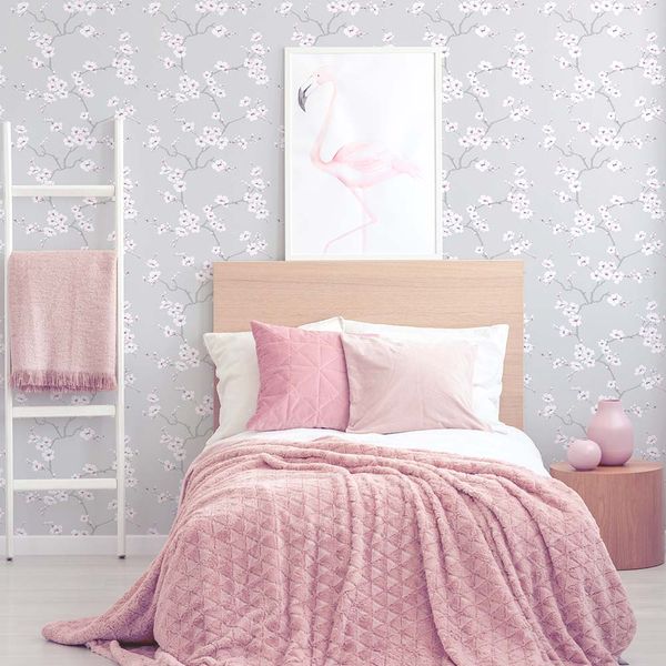 PAPEL TAPIZ FRESCA APPLE BLOSSOM 0.52X10 MTS GREY