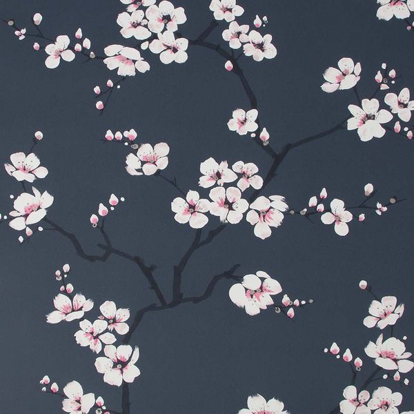 PAPEL TAPIZ FRESCA APPLE BLOSSOM 0.52X10 MTS NAVY