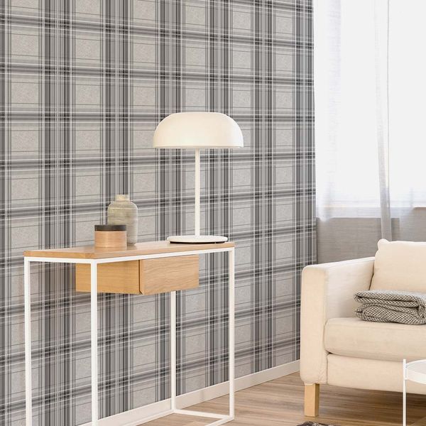 PAPEL TAPIZ FRESCA IONA CHECK 0.52X10 MTS CHARCOAL