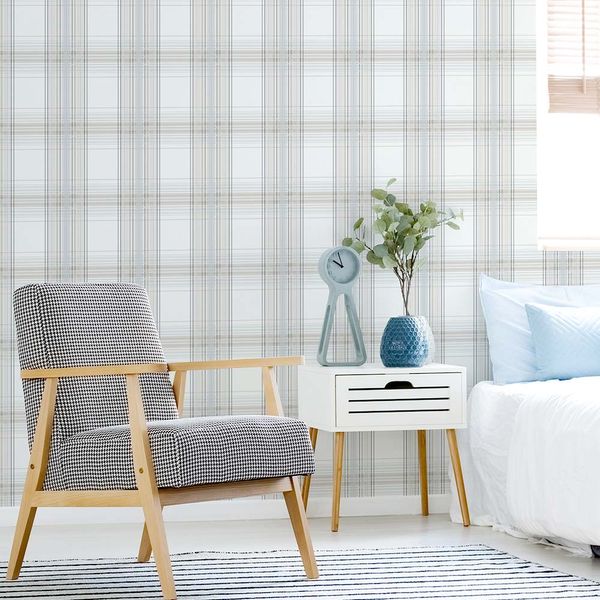 PAPEL TAPIZ FRESCA IONA CHECK 0.52X10 MTS DUCK EGG