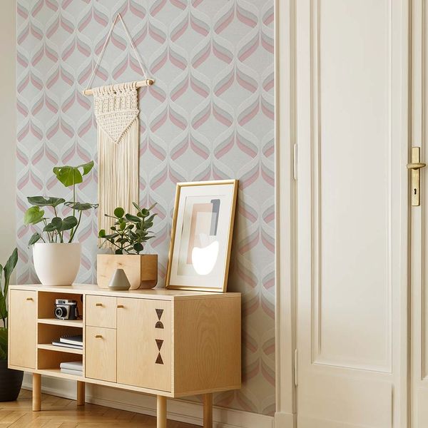 PAPEL TAPIZ FRESCA RETRO OGEE 0.52X10 MTS PINK