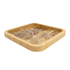 BANDEJA MADERA RECT 21.8X21.8X4.5CM MARRON (COC37-066-1)