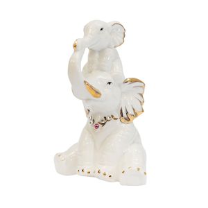 ADORNO PORCELANA ELEFANTE 9X6.5X13CM BLANCO/DOR (AE117-001)