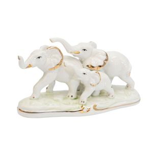 ADORNO PORCELANA ELEFANTE 15X6X9CM BLANCO/DORADO (AE117-005)