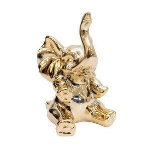 ADORNO PORCELANA ELEFANTE 9.5X10X16CM DORADO (AE120-001G)