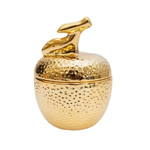 ADORNO PORCELANA JOYERO MANZANA 9X9X12CM DORADO (REG42-009)