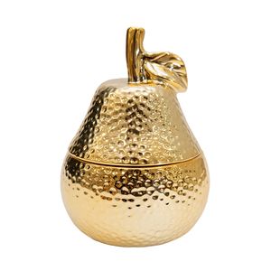ADORNO PORCELANA JOYERO PERA 9X9X12CM DORADO (REG42-008)