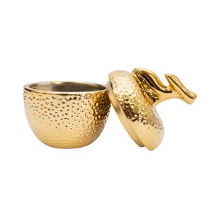 ADORNO PORCELANA JOYERO MANZANA 9X9X12CM DORADO (REG42-009)