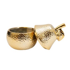 ADORNO PORCELANA JOYERO PERA 9X9X12CM DORADO (REG42-008)