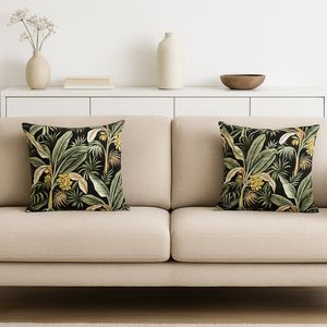 TELA AQUATEC HOJAS TROPIC NEGRO