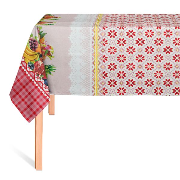 CUBREMESA PLAIN PVC COSTURA FRUTAL ROJO