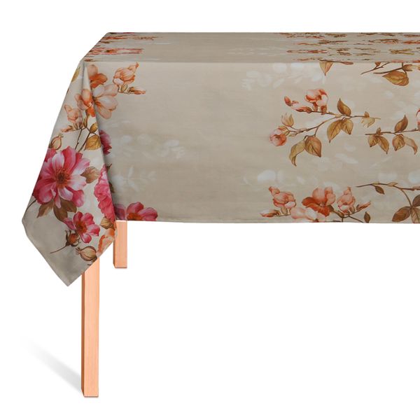 CUBREMESA PLAIN PVC ROMANCE FLORAL BEIGE
