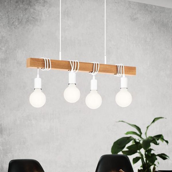 EGLO LAMPARA DE TECHO TOWNSHEND 4X60W MARRON/BLANCO