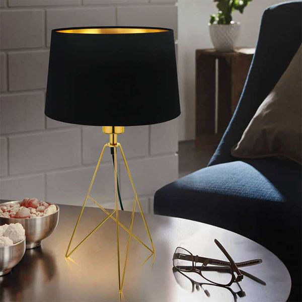 EGLO LAMPARA DE MESA CAMPORALE NEGRO/DORADO